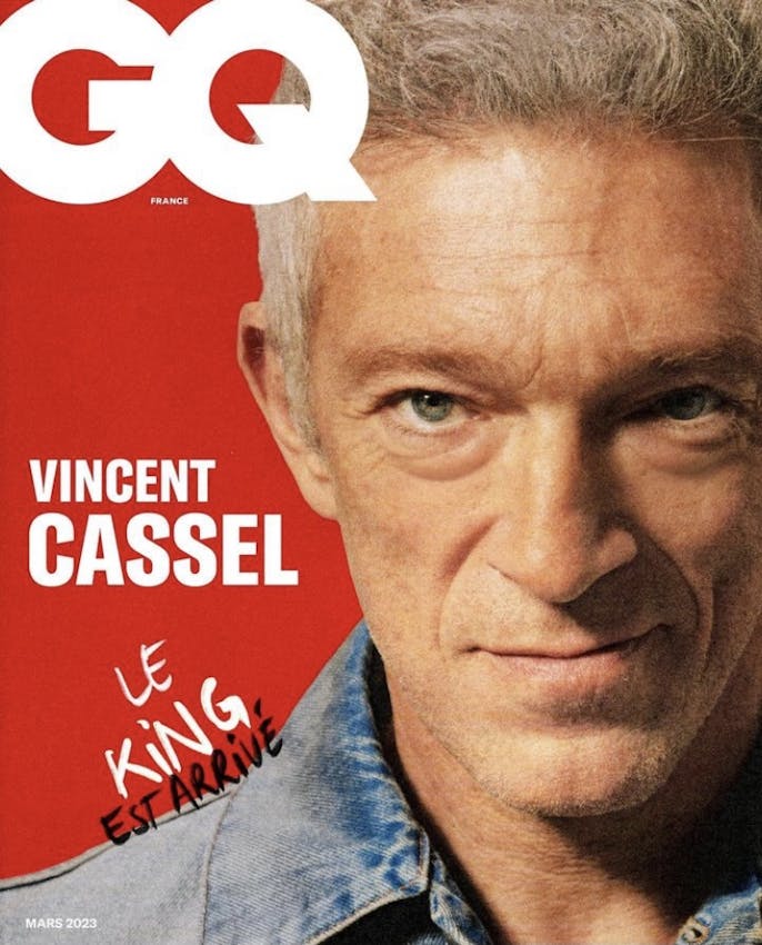 Vincent Cassel en couverture de GQ, Mars 2023