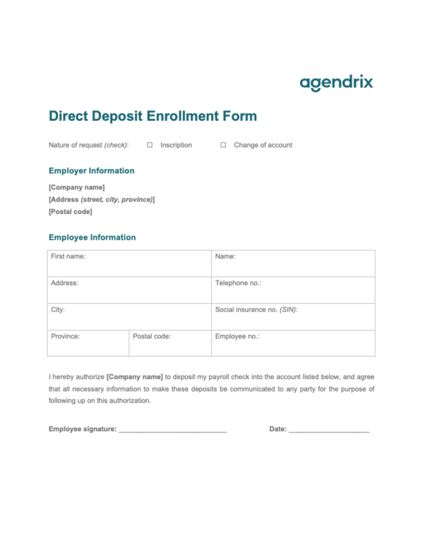 Employee Direct Deposit Enrollment Form