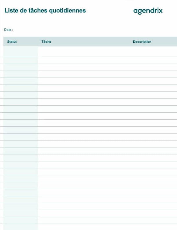 Modèle Excel de liste de tâches