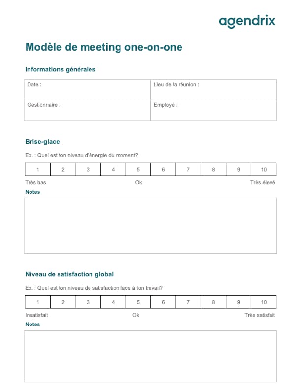 Modèle Word de meeting one-on-one