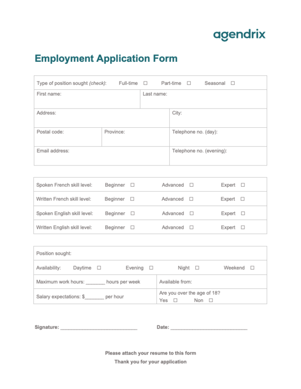 Employee Application Form