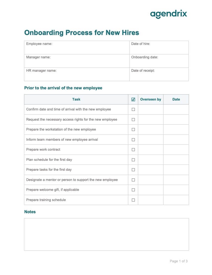 Free Onboarding Process for New Hires to Download | Agendrix