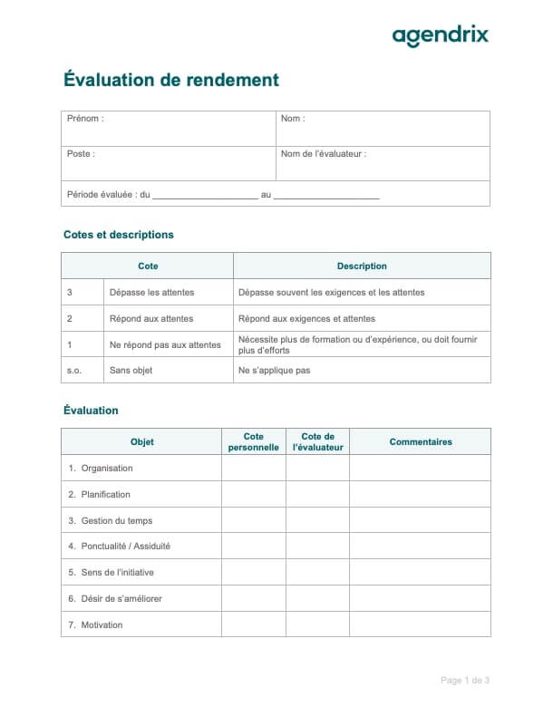 Modèle Gratuit D’entretien Annuel D’évaluation à Télécharger | Agendrix