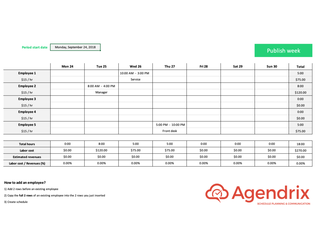 microsoft excel business schedules template