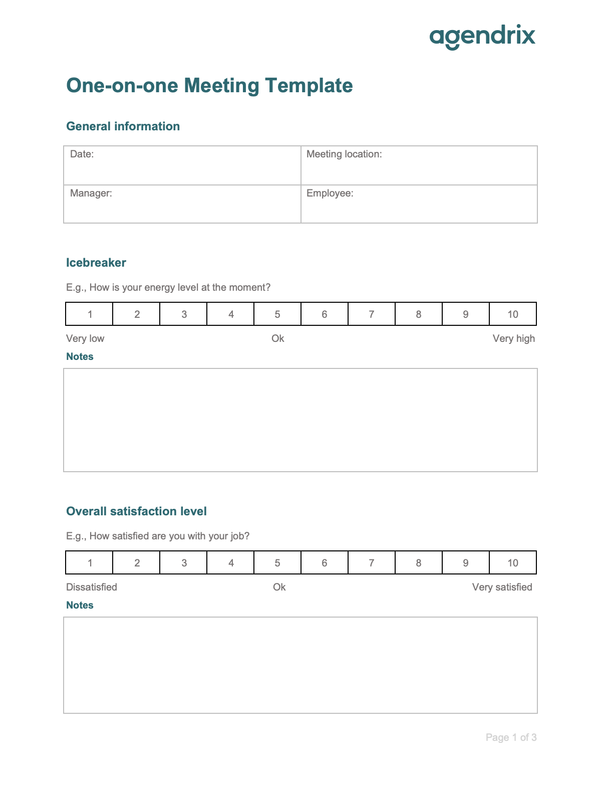 One-on-One Meeting Template | Agendrix