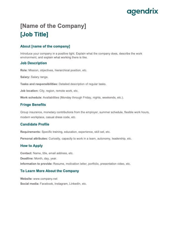 Job posting template