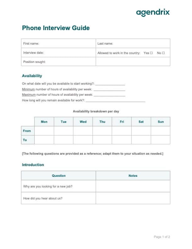 Free Phone Interview Guide Template to Download Agendrix Free Phone Interview Guide Template to Download Agendrix