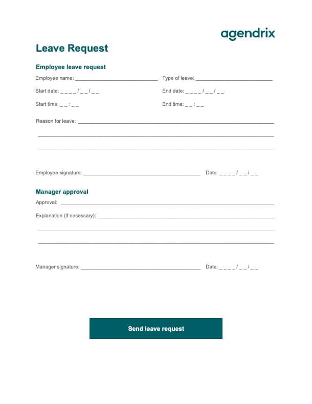 Free Vacation Request Form Template | Agendrix