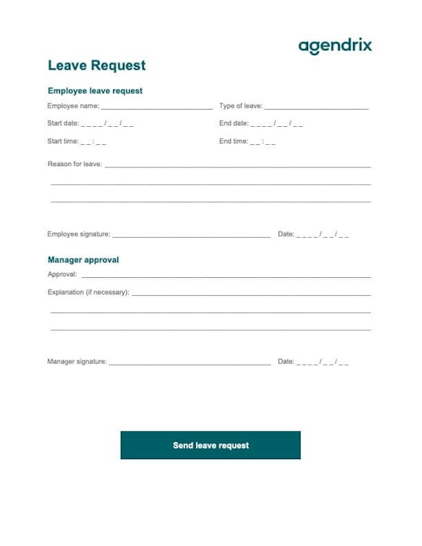 Vacation request form template