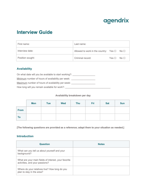 Download Free Word Interview Guide Template | Agendrix