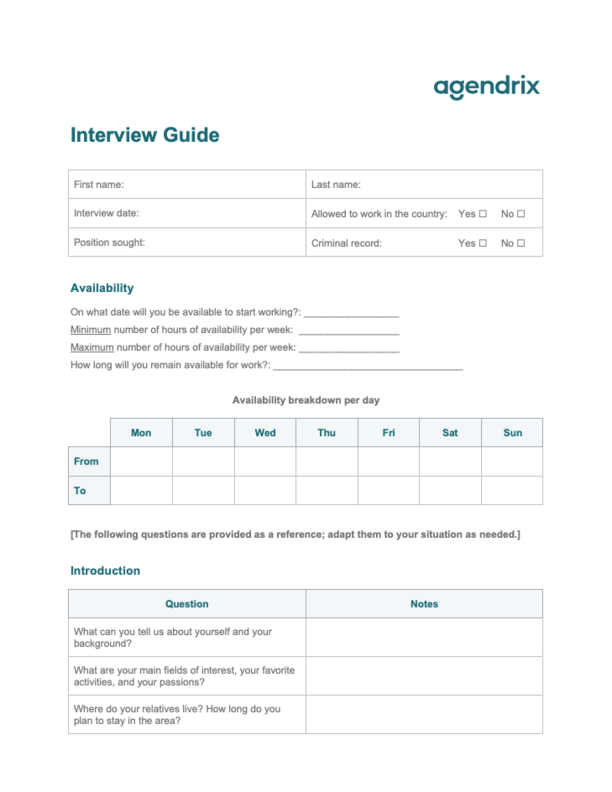 Download Free Word Interview Guide Template Agendrix
