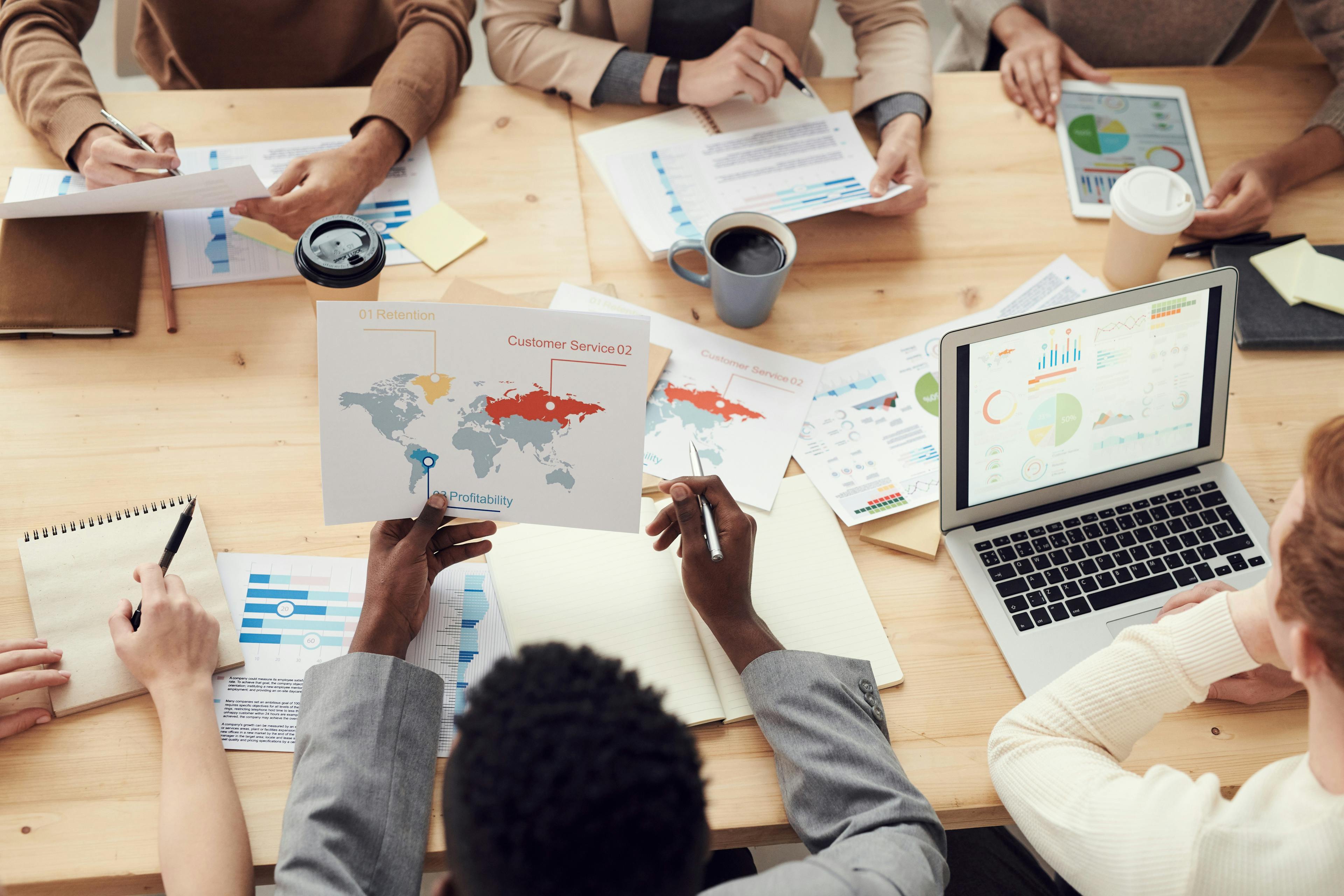 People working at an office stock photo