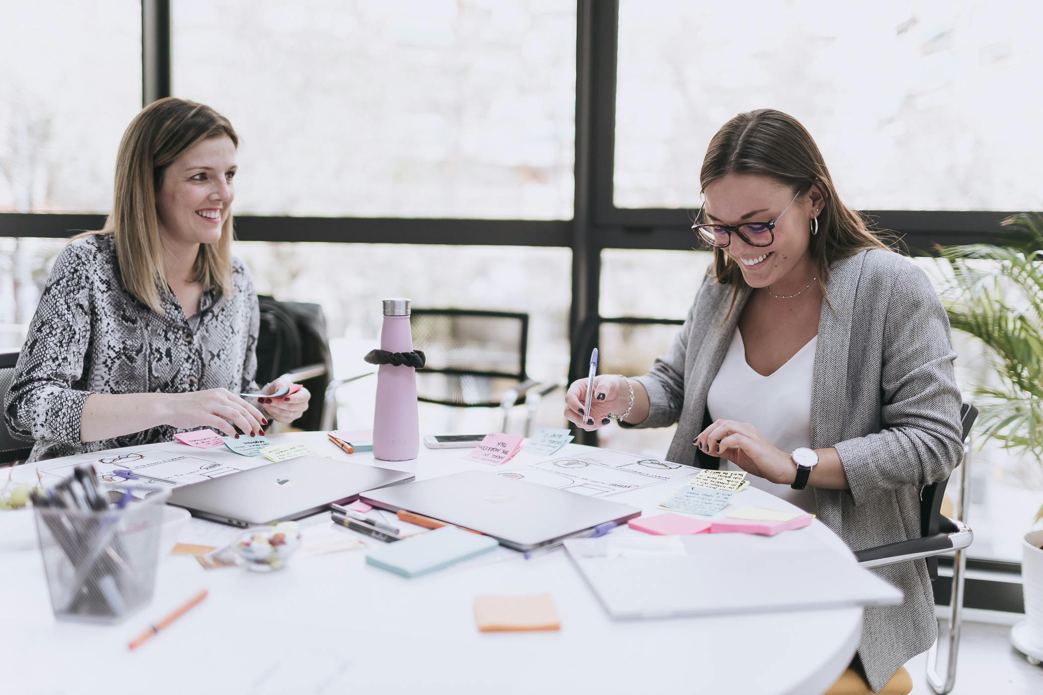 two colleagues working on a project