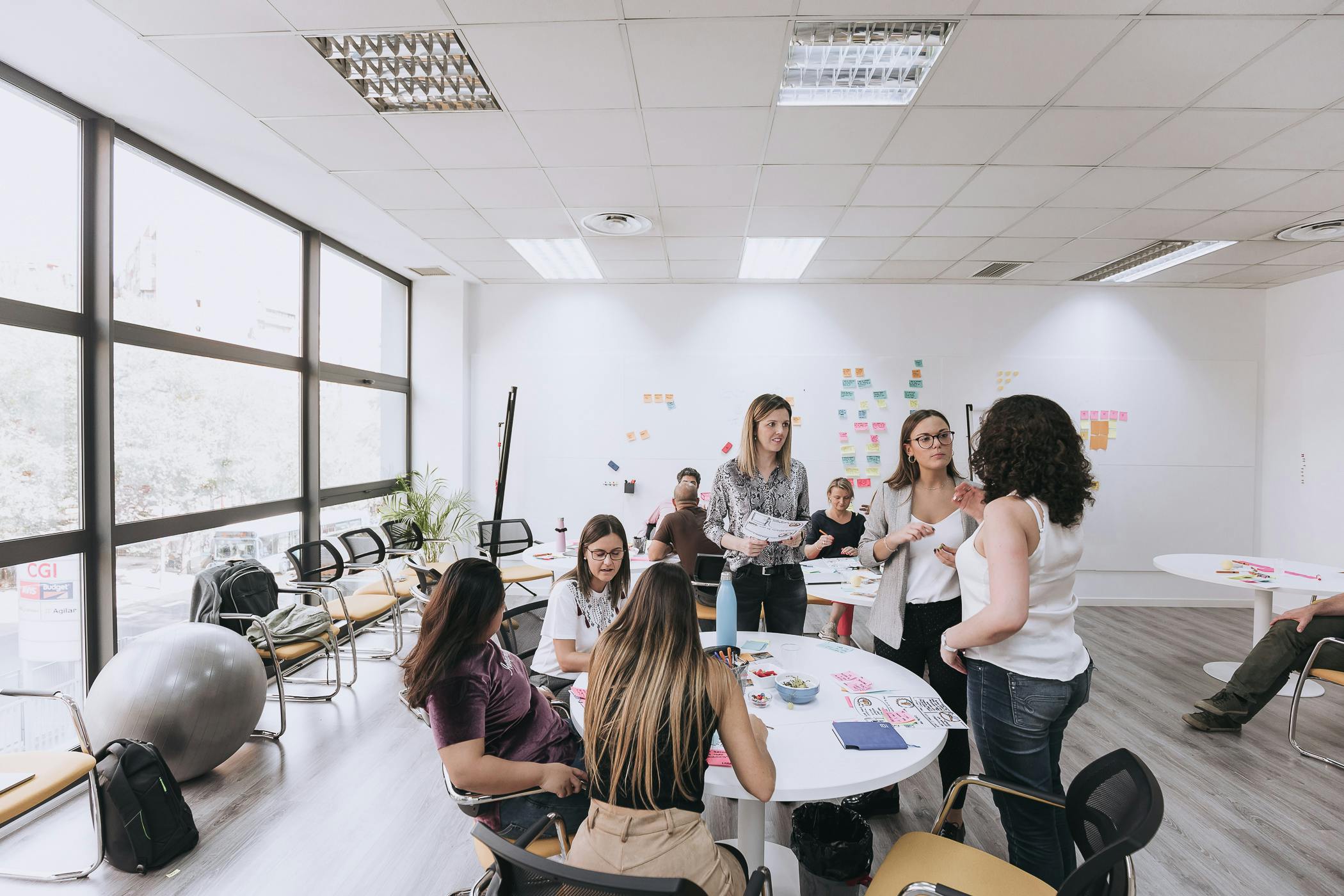 team collaborating in a room