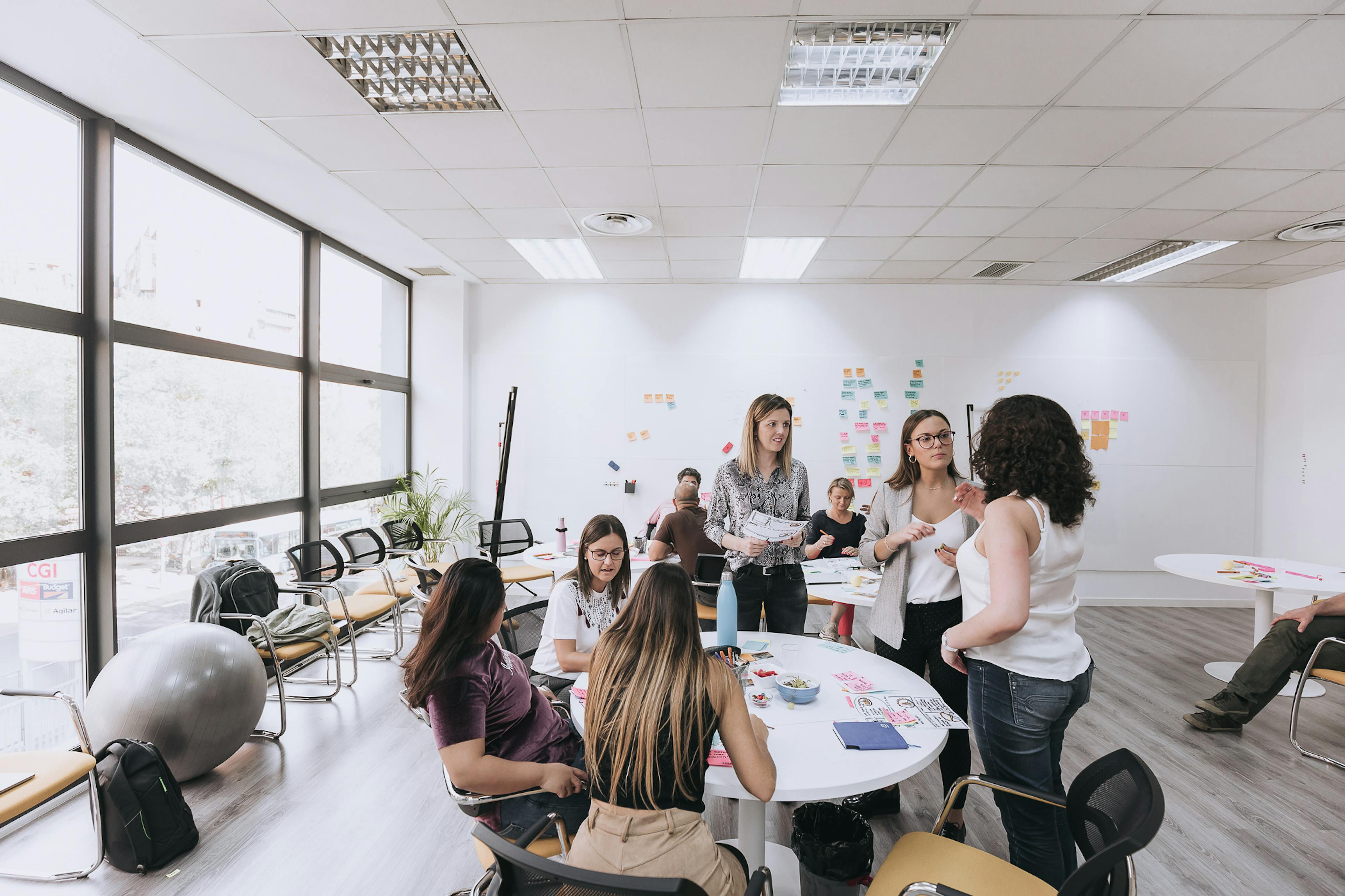 team collaborating in a room