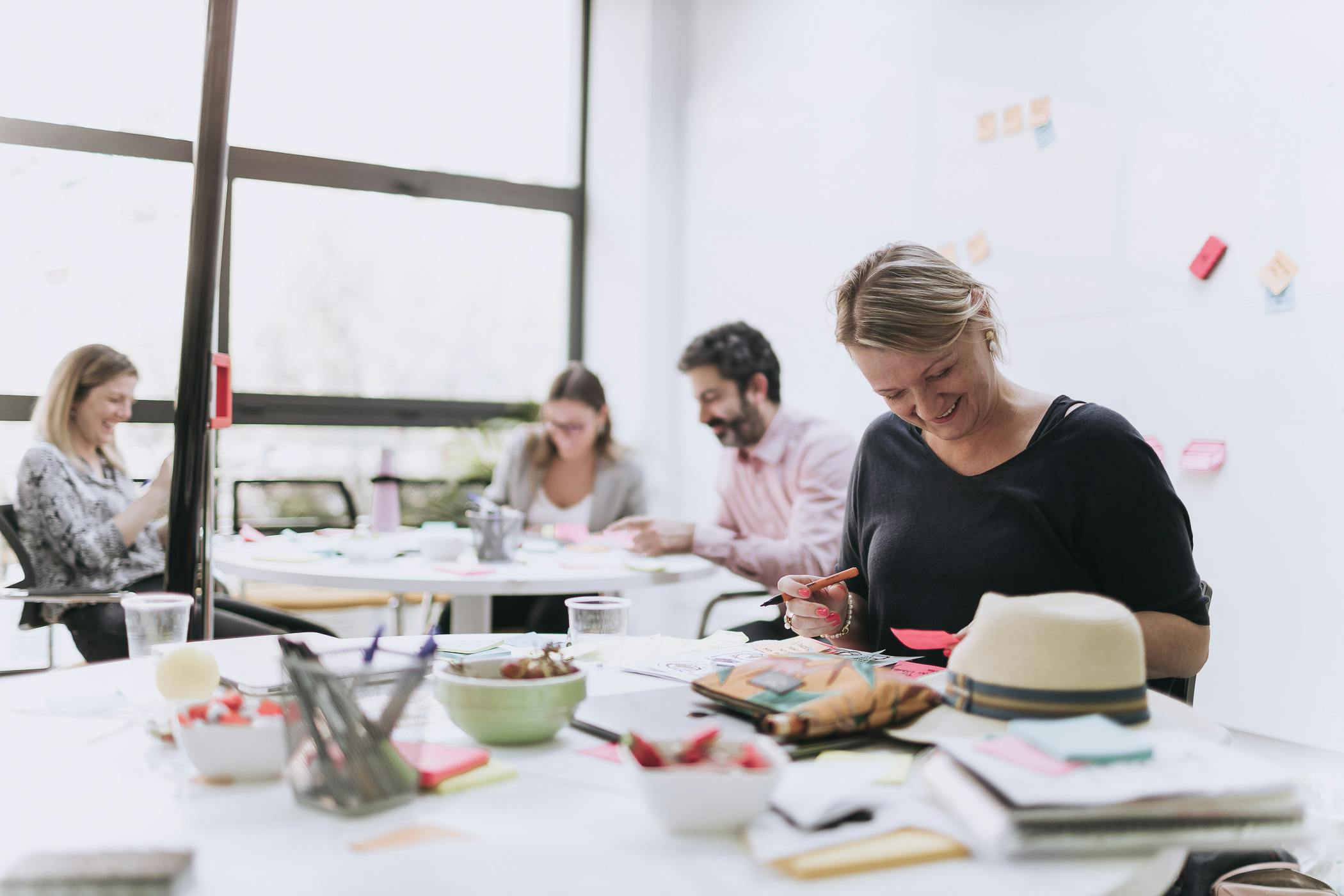 HR working with a team around a table