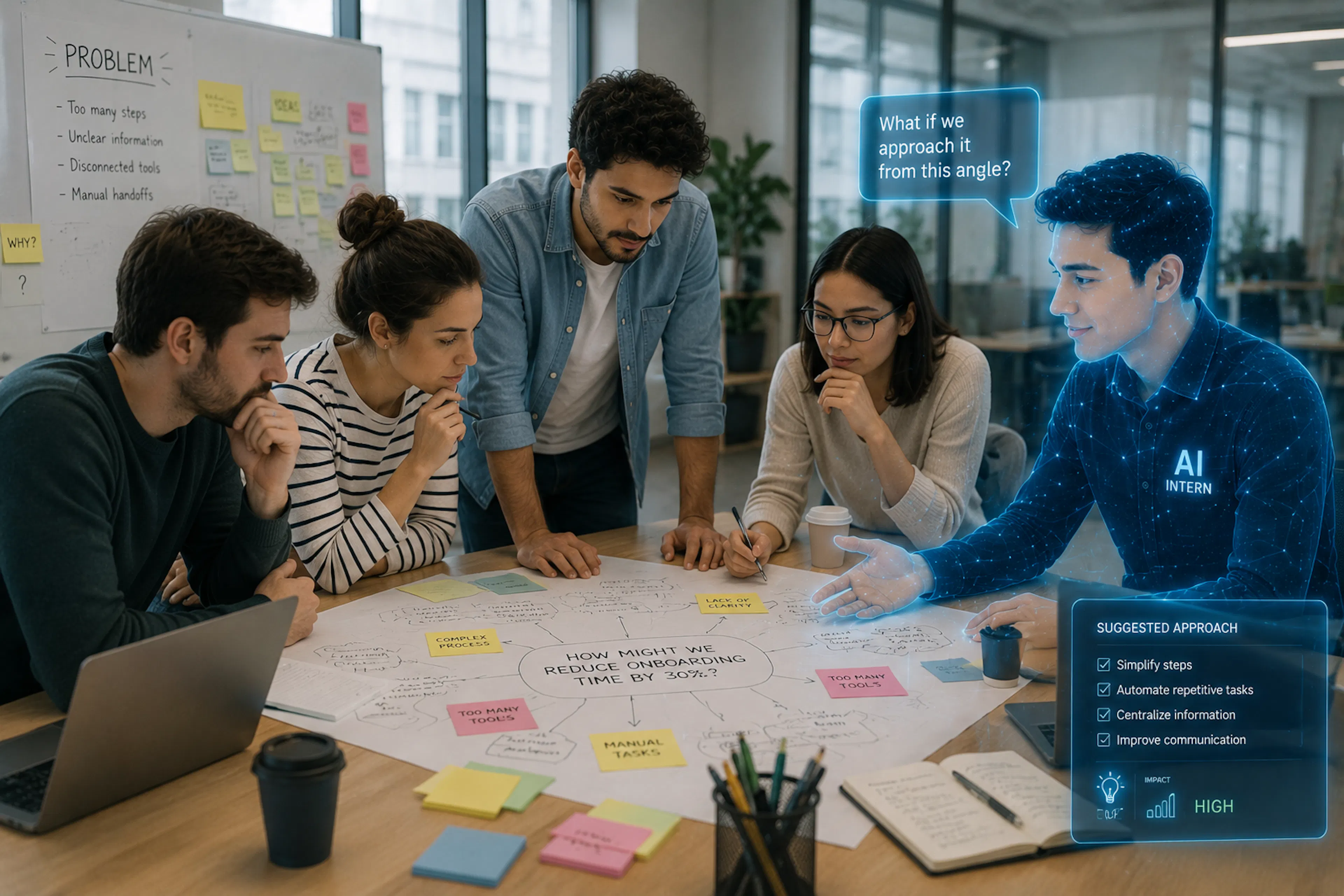 A team working an AI colleague