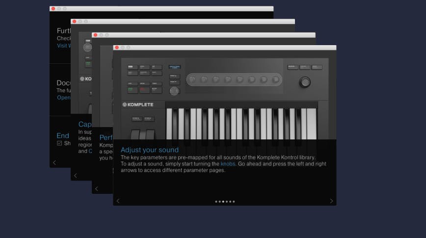 The A-series is a MIDI keyboard that was added to the family of consoles within Native Instruments. Onboarding tour for new user. Role UI-UX.