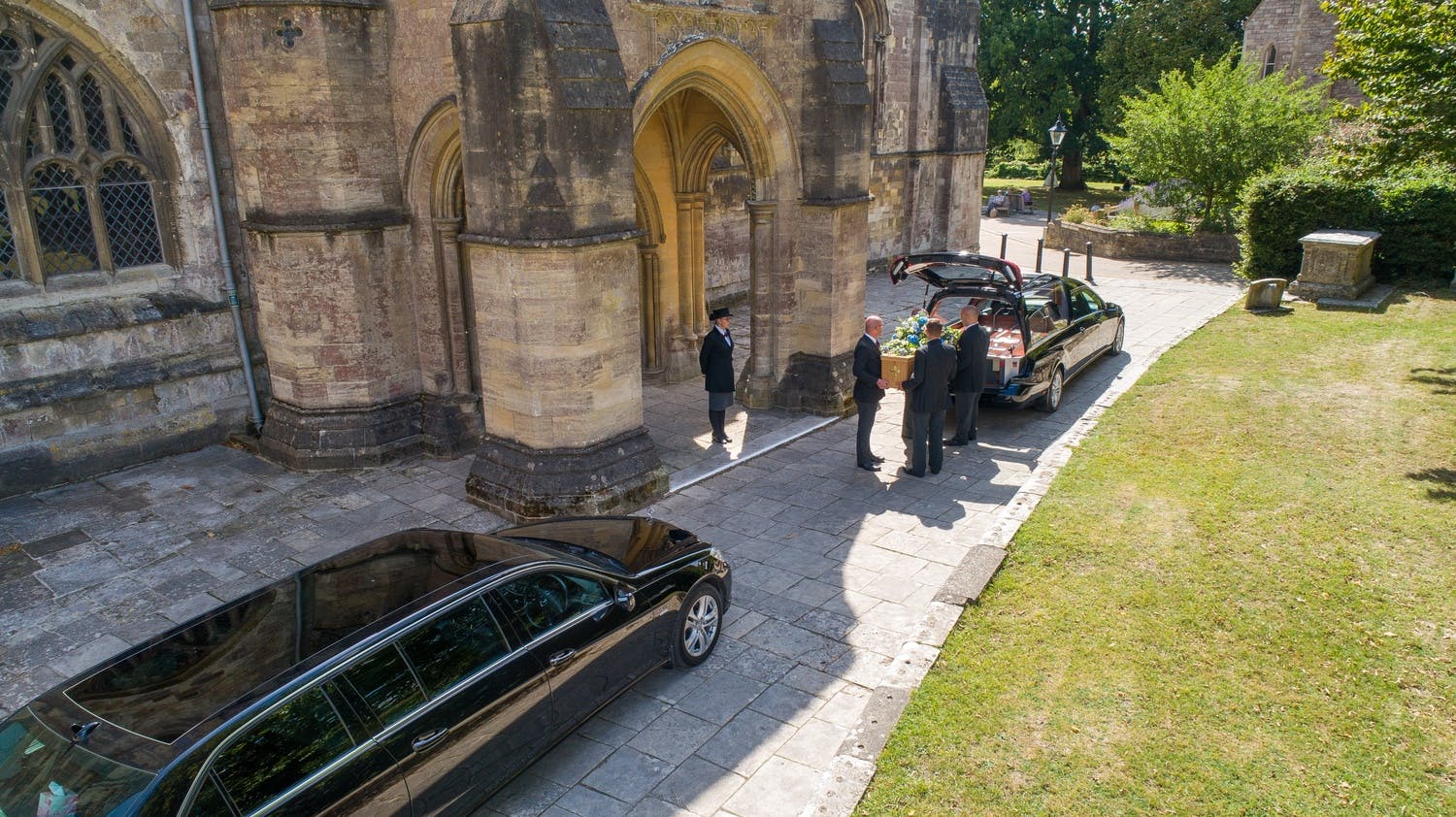 Hearse outside of church
