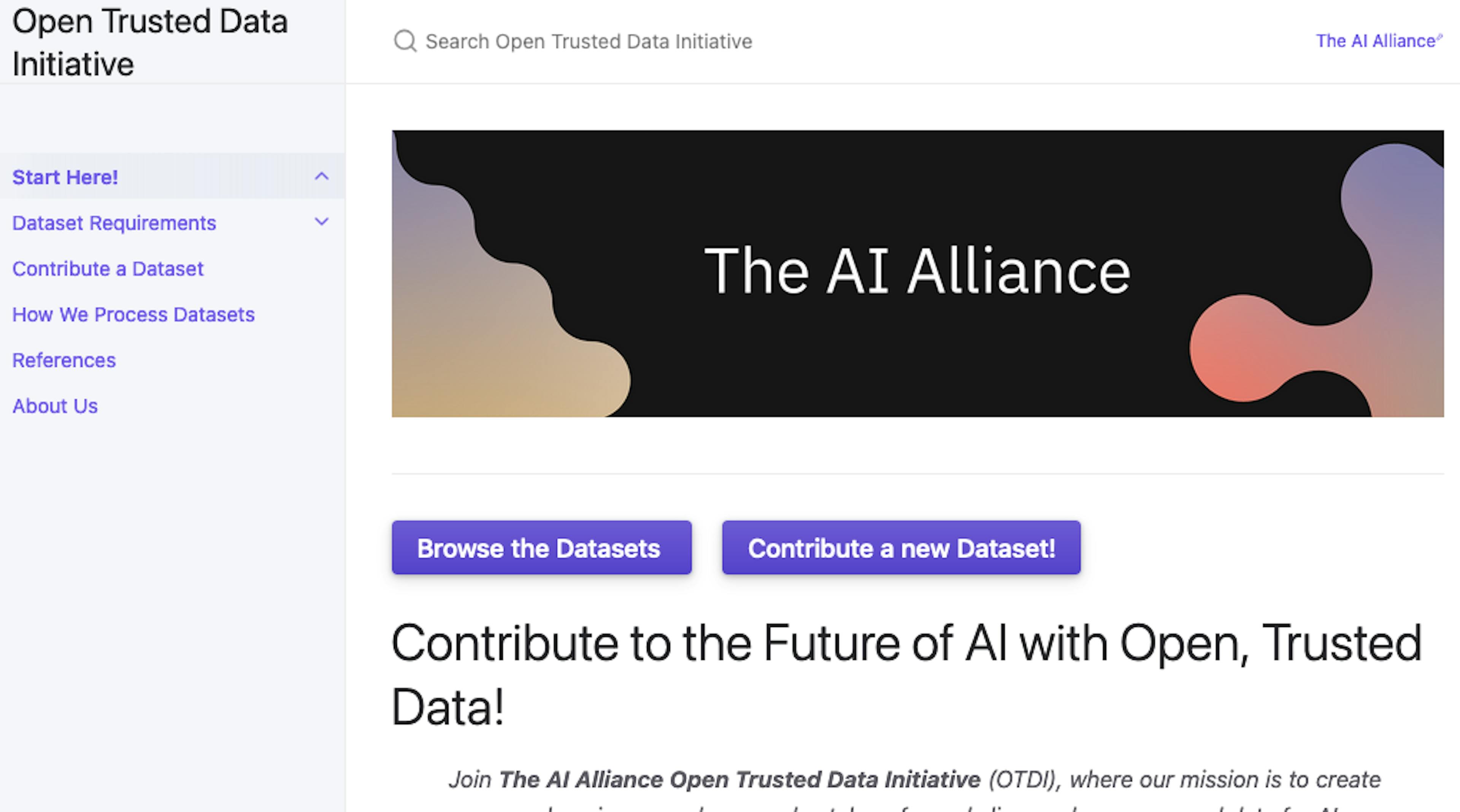 Home page for the Open Trusted Data Initiative