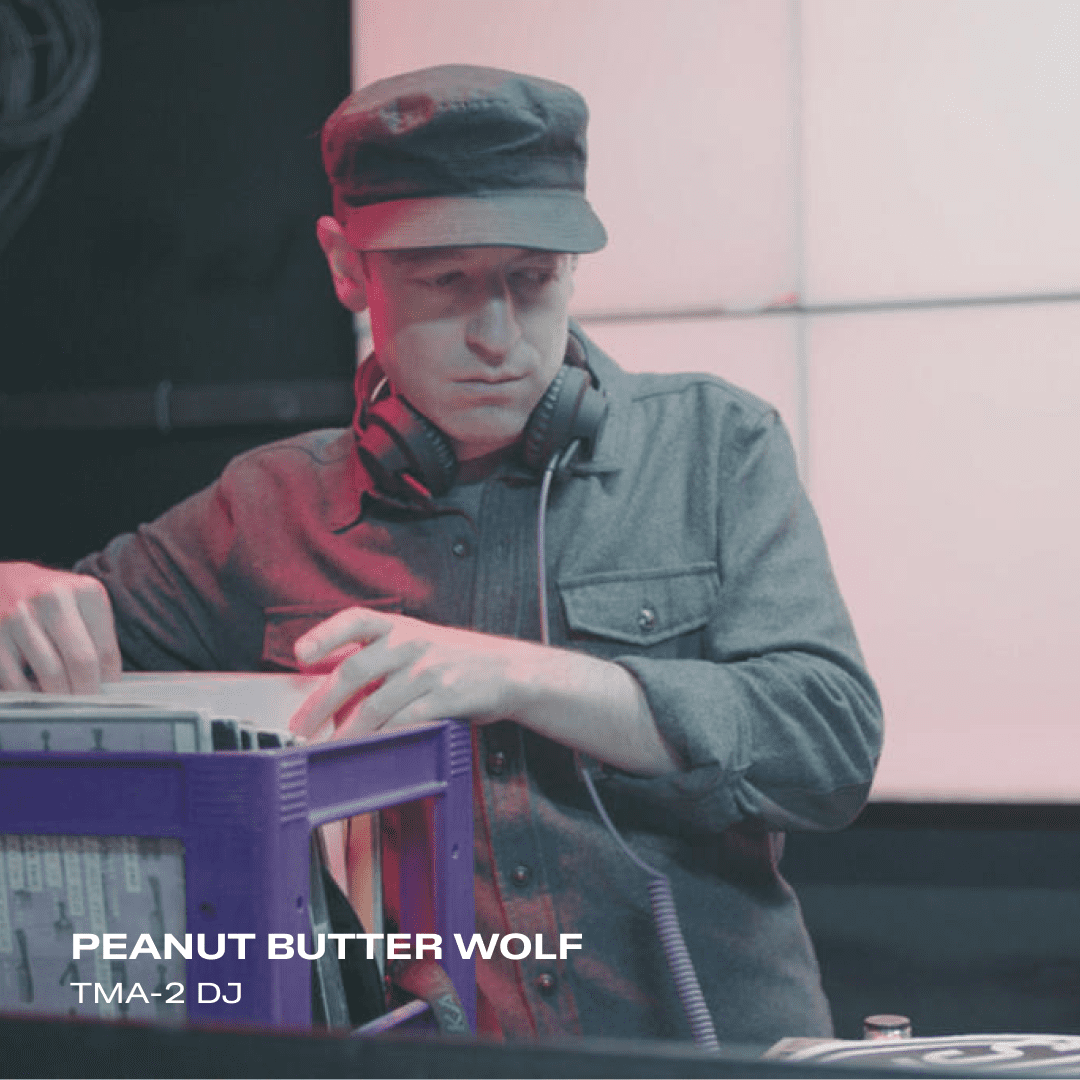 Peanut butter wolf using tma-2 dj headphones from AIAIAI