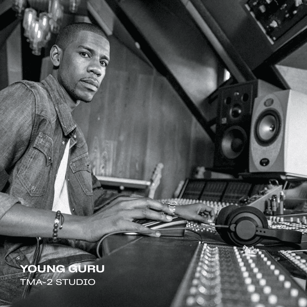 Young Guru using Tma-2 studio headphones from AIAIAI