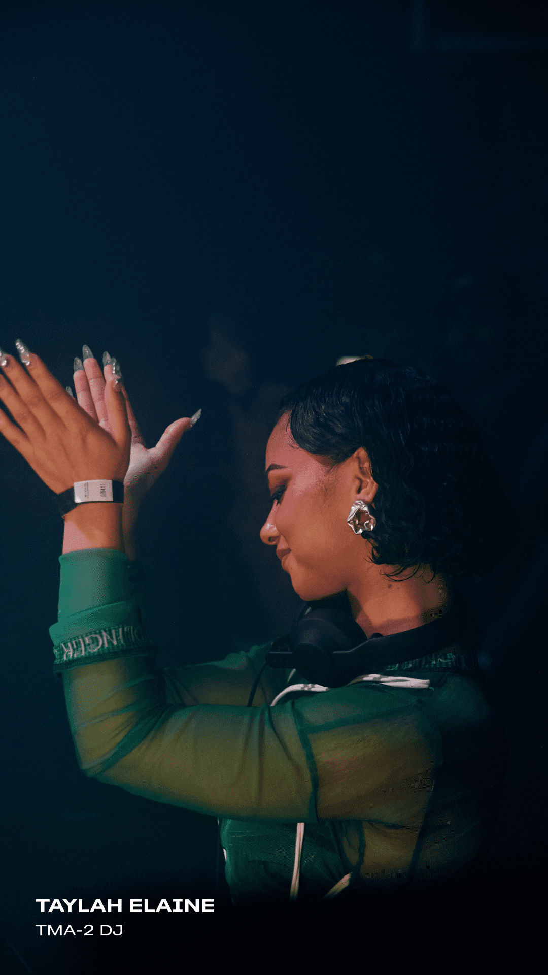 Taylah Elaine using tma-2 dj headphones from AIAIAI