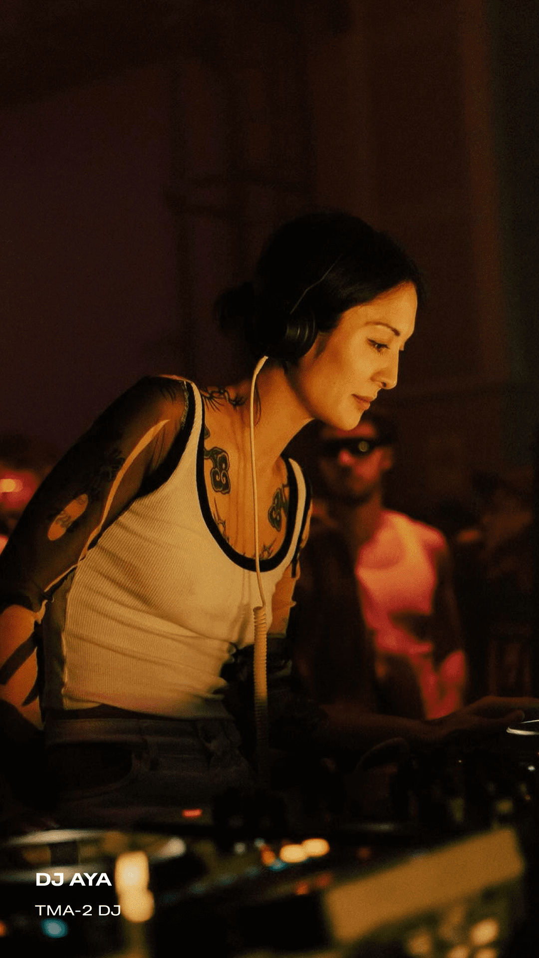 DJ AYA using tma-2 dj headphones from AIAIAI