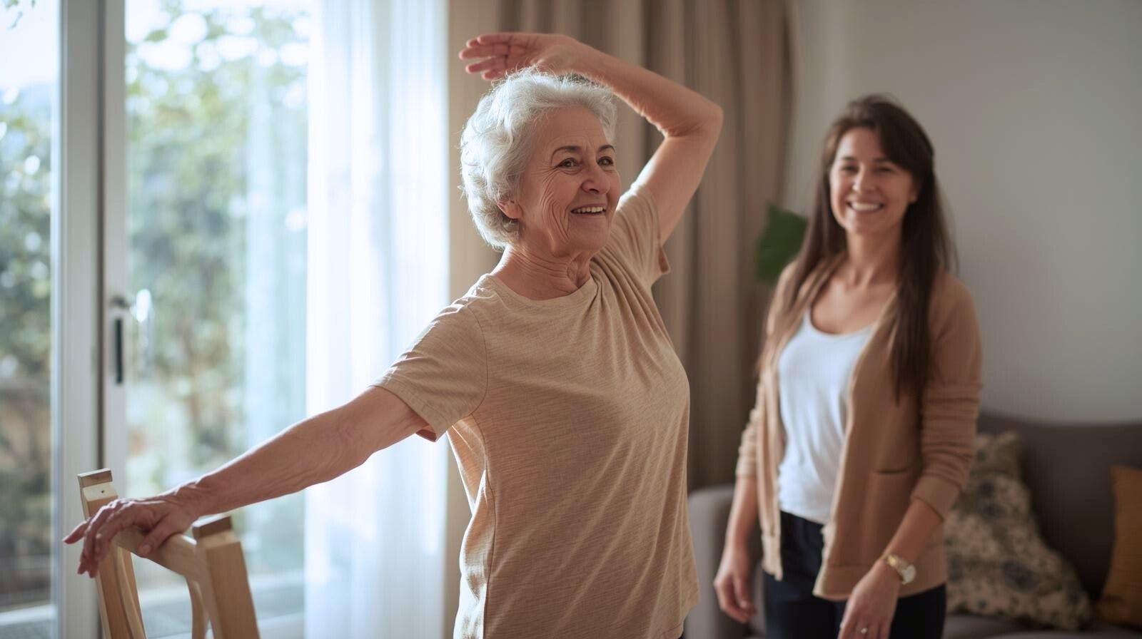 Aidexpress offre un service d’aide aux exercices à domicile aux aînés pour préserver autonomie, mobilité et bien-être avec douceur et encouragement.