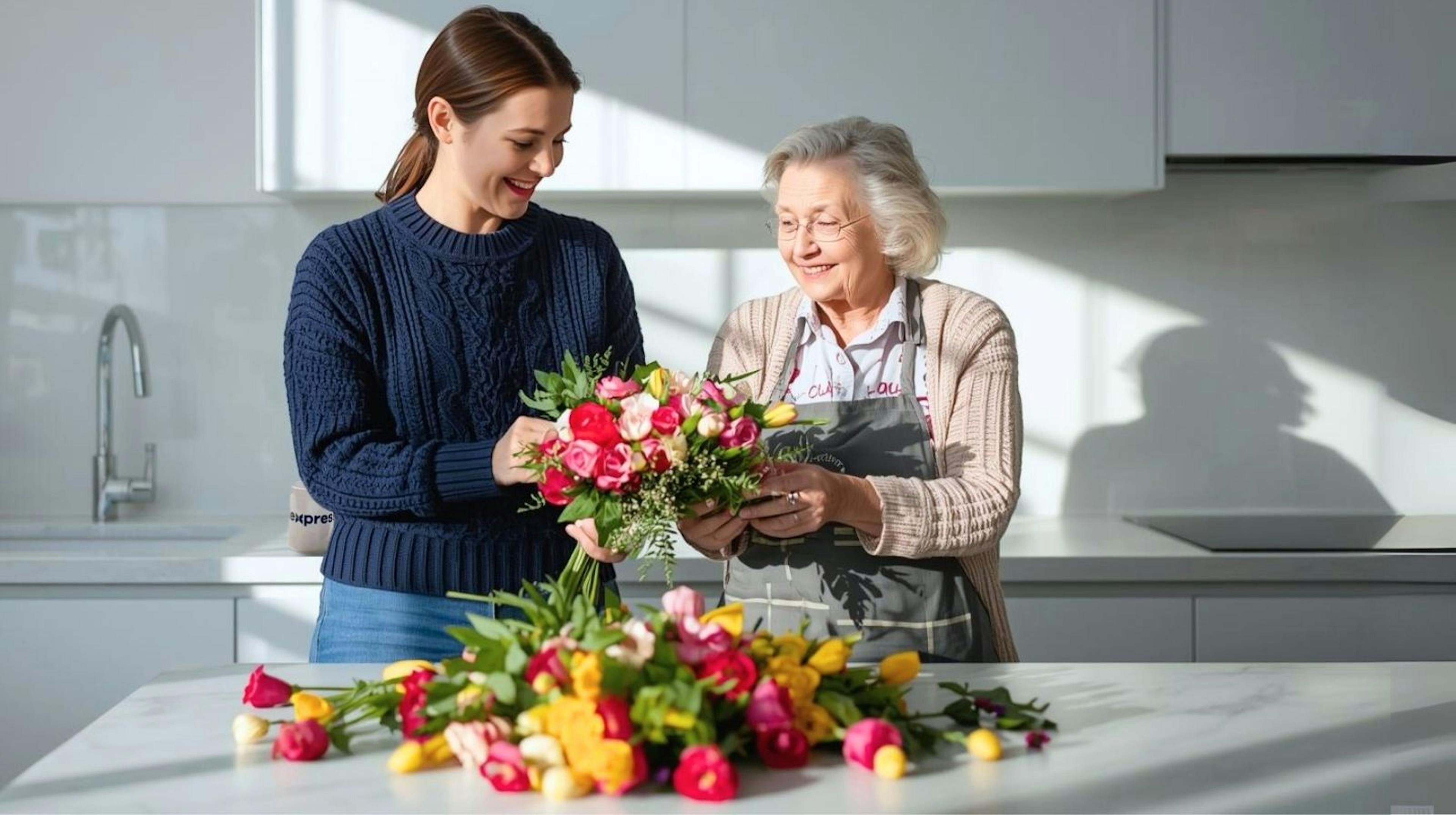 Aidant souriant accompagne une personne atteinte d’Alzheimer dans un environnement sécurisant à domicile.