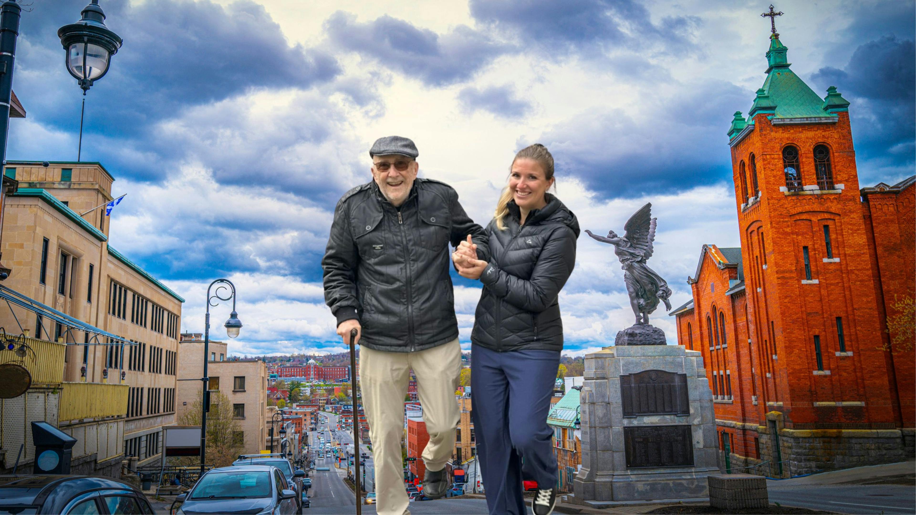 Une préposée d’Aidexpress offre une présence bienveillante à une personne âgée, l’accompagnant avec douceur dans ses activités de tous les jours à Sherbrooke, en Estrie.