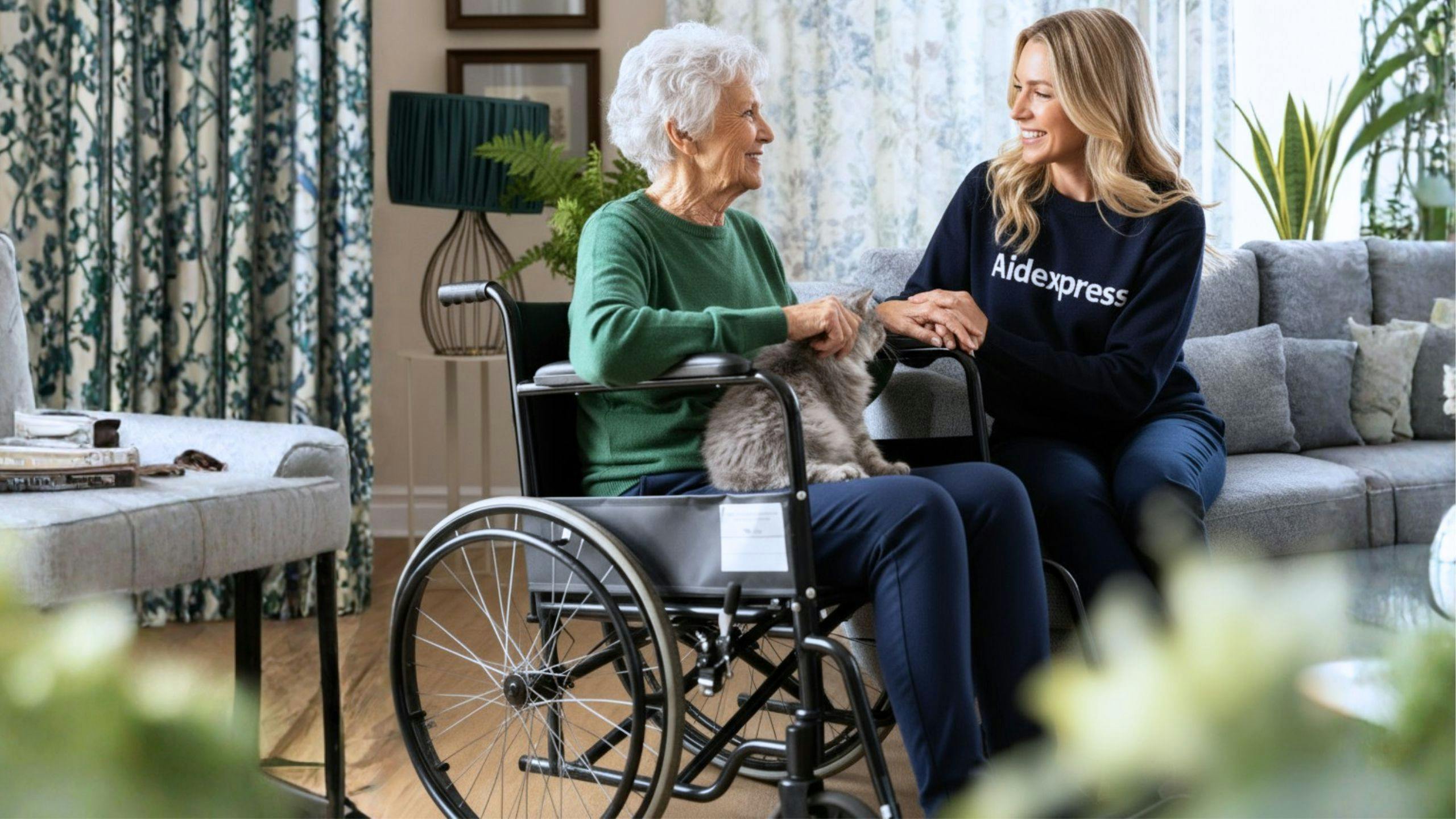 Éducatrice spécialisée à domicile discutant avec une personne âgée pour offrir du soutien éducatif, briser l’isolement et favoriser l’autonomie au quotidien.