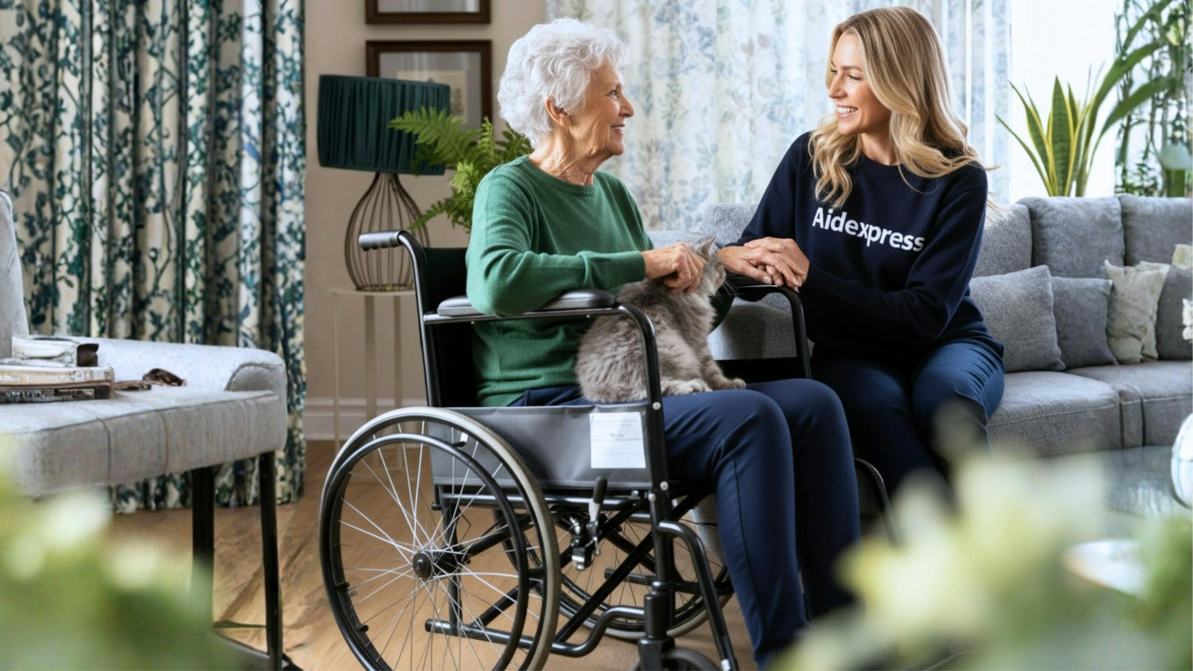 Éducatrice spécialisée à domicile discutant avec une personne âgée pour offrir du soutien éducatif, briser l’isolement et favoriser l’autonomie au quotidien.