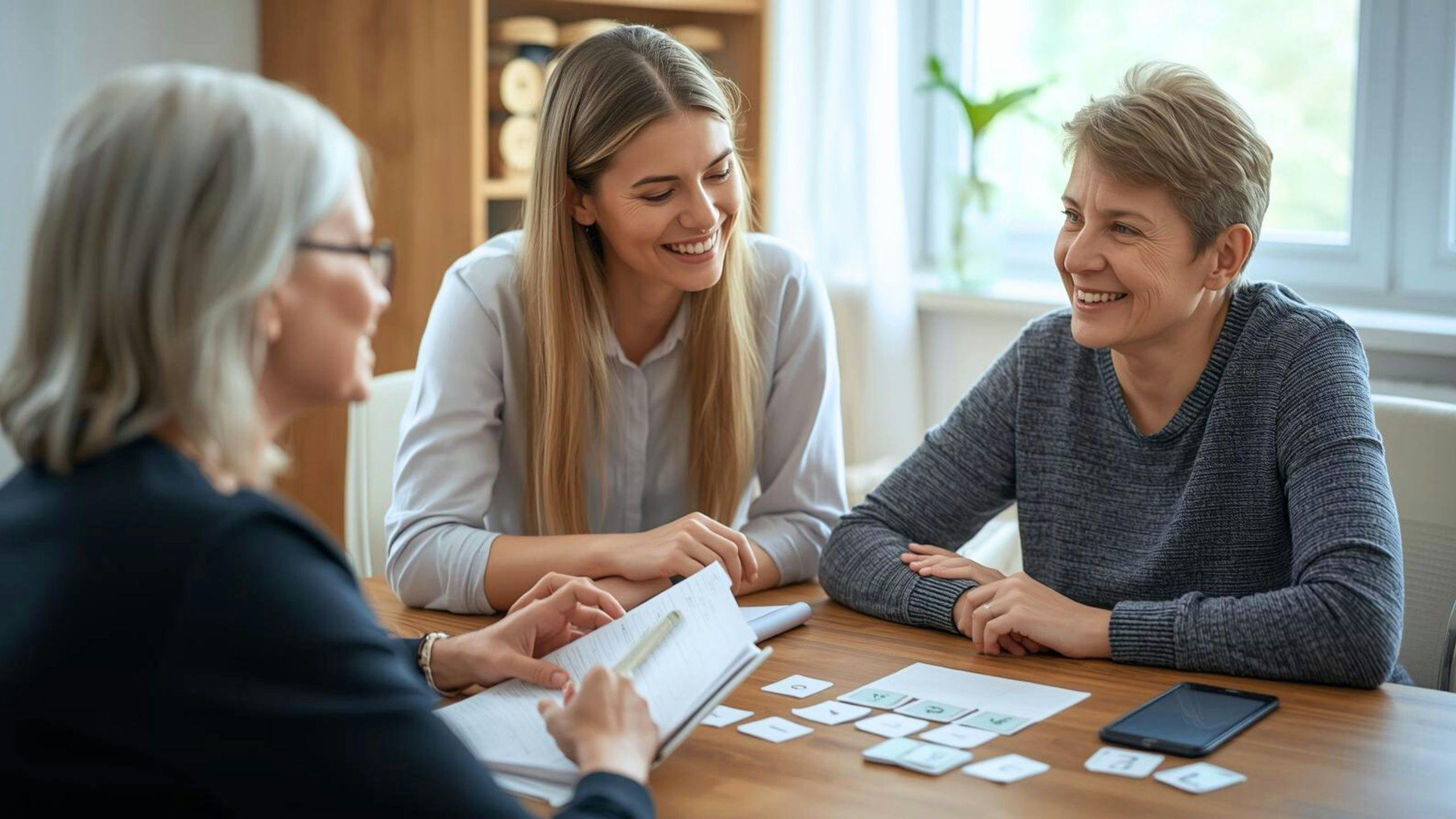 Une orthophoniste d’Aidexpress aide une femme à retrouver la parole après un AVC, illustrant l’emploi d’orthophoniste en réadaptation post-AVC à domicile.