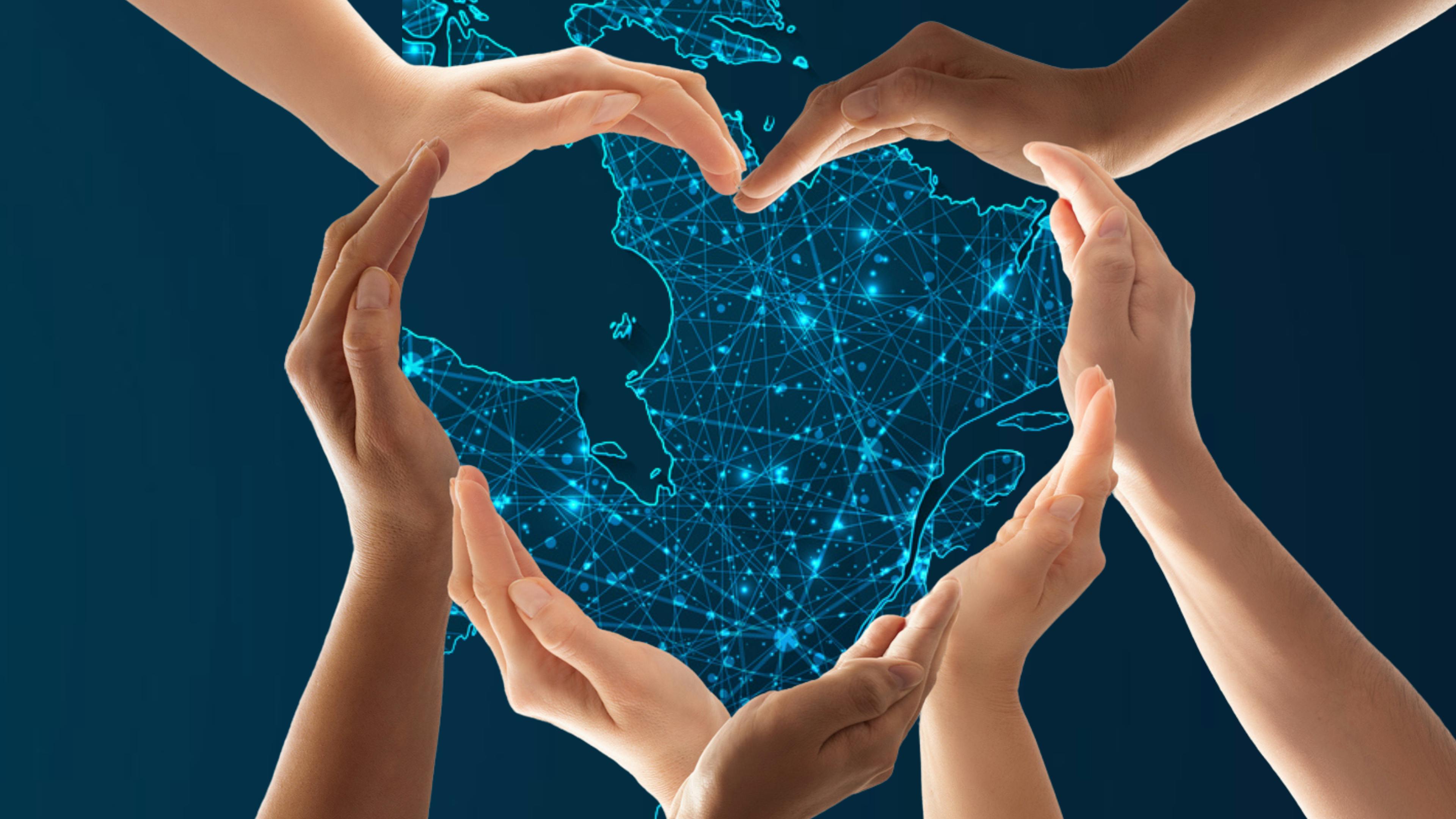 Carte du Québec et de l'Ontario pour montrer qu'Aidexpress offre des services et des soins à domicile dans ces provinces.