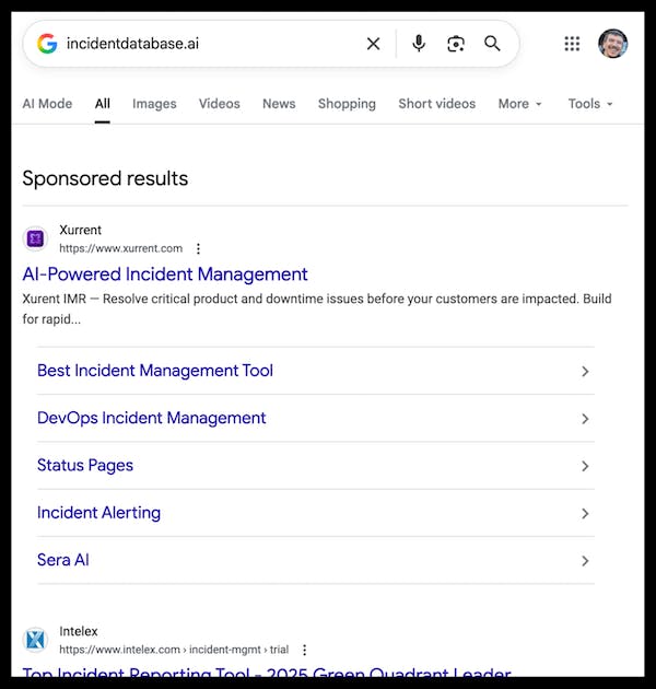 Adwords bought on AIID search results.