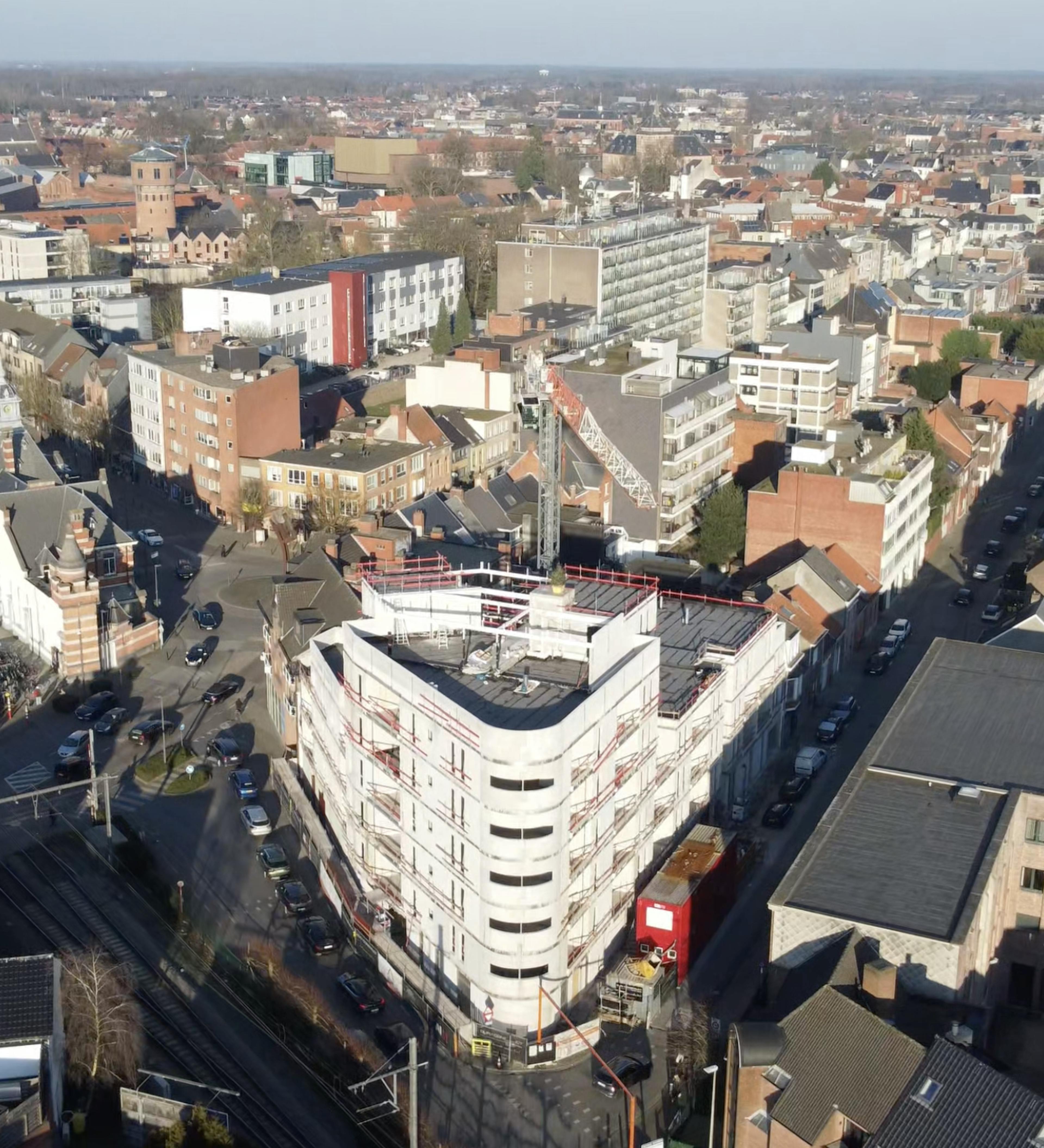 vogelperspectief nieuwbouw in stad Turnhout