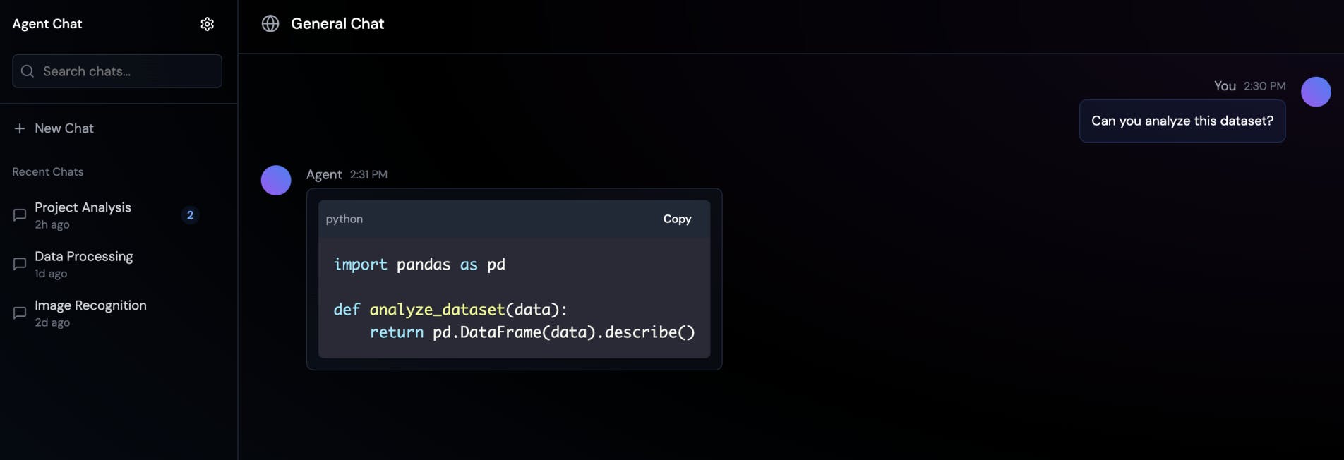 The AIOS Agent Chat Interface
