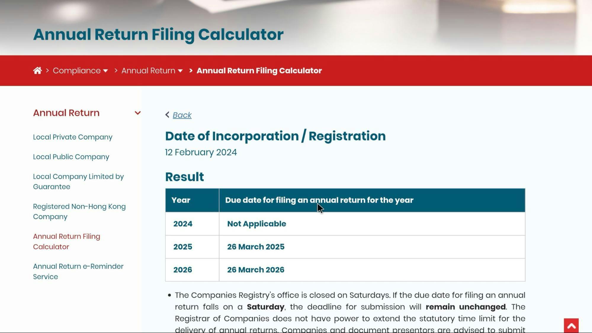 How to Use the Annual Return Filing Calculator