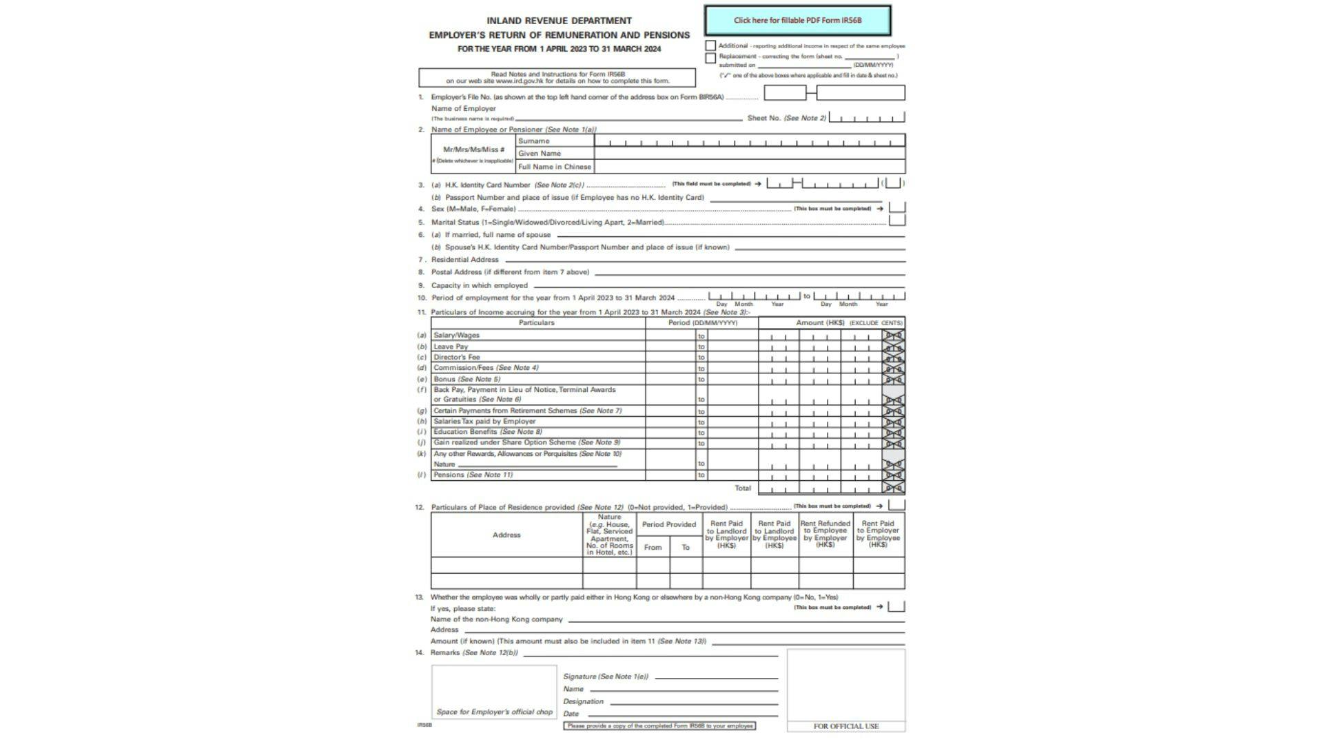 Form IR56B