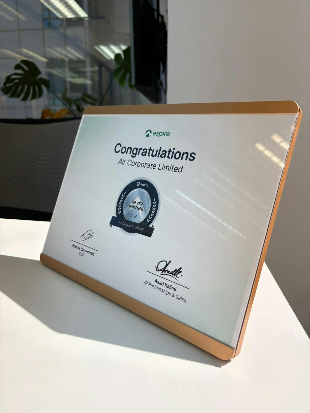 Air Corporate Recognized as an Aspire Silver Partner (2025)