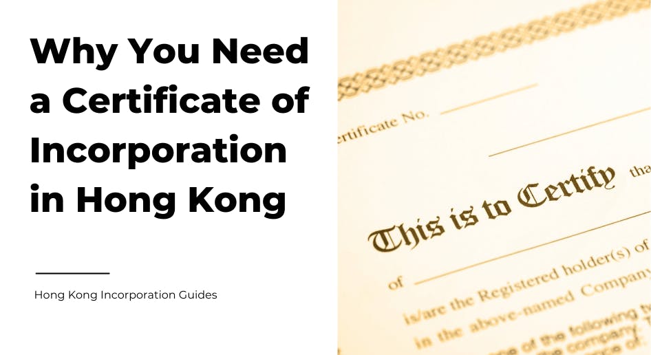 Certificate of incorporation in Hong Kong