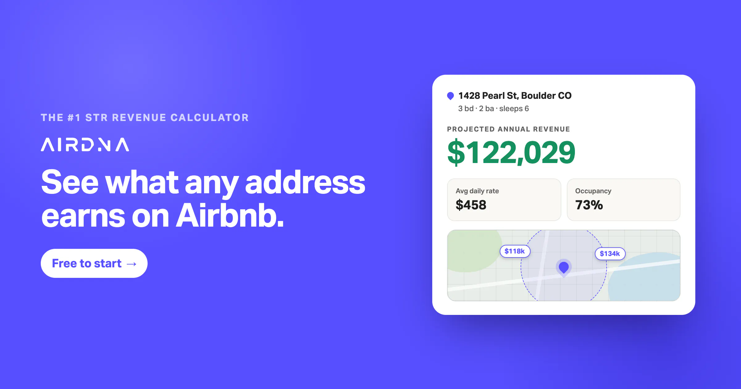 Free Airbnb Calculator - 2026 revenue, ADR & occupancy for any address