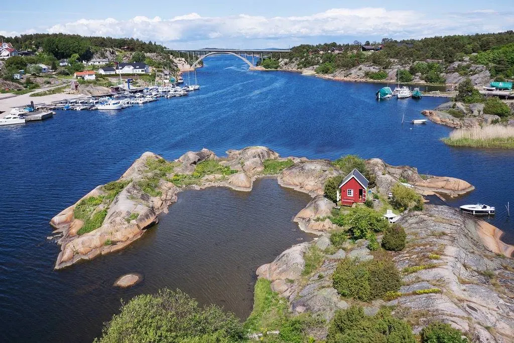 Norway water and homes aerial shot