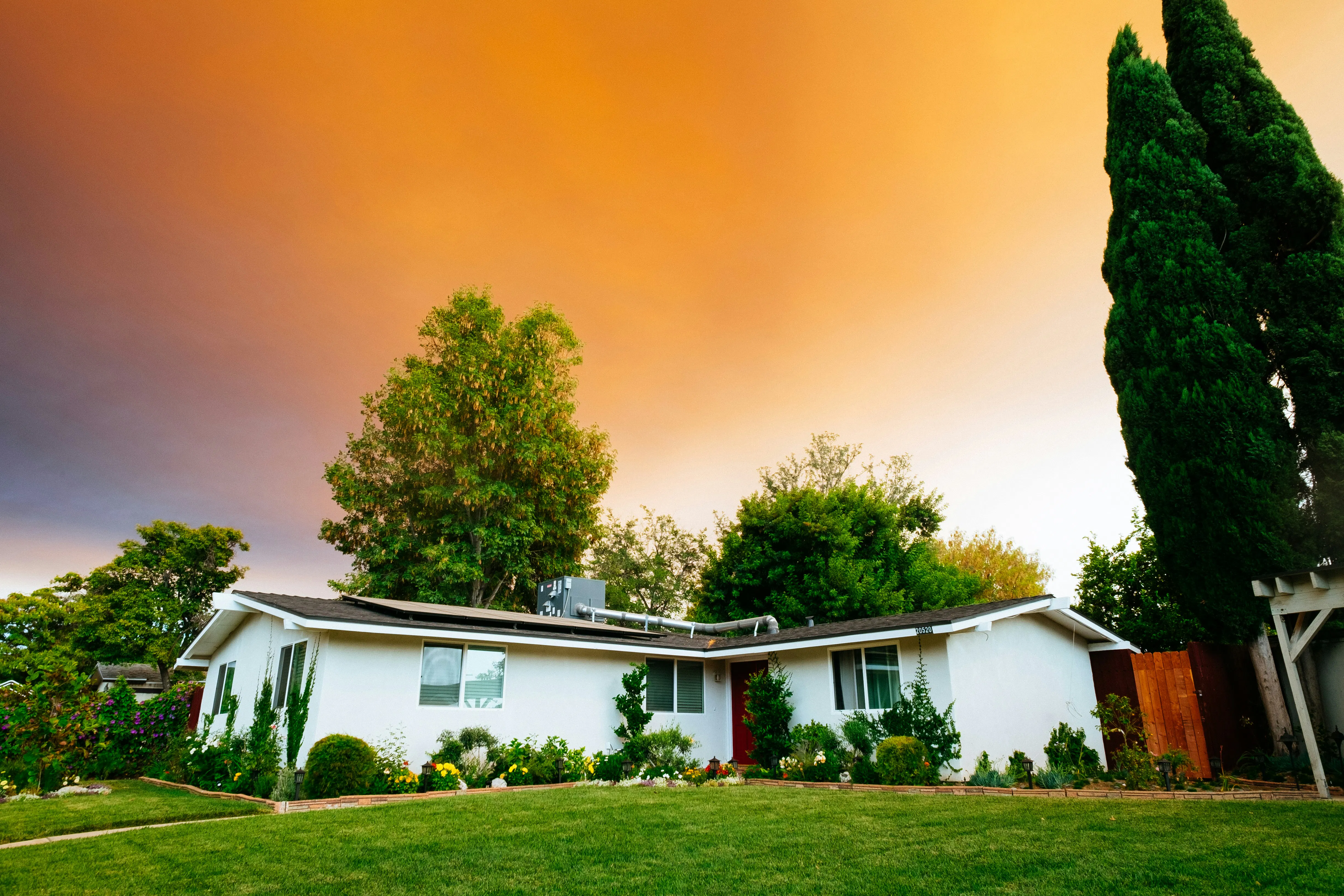 house with sunset