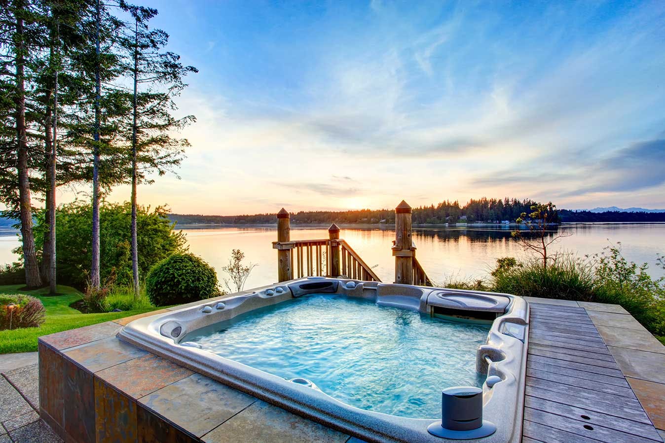Hot tub on water front
