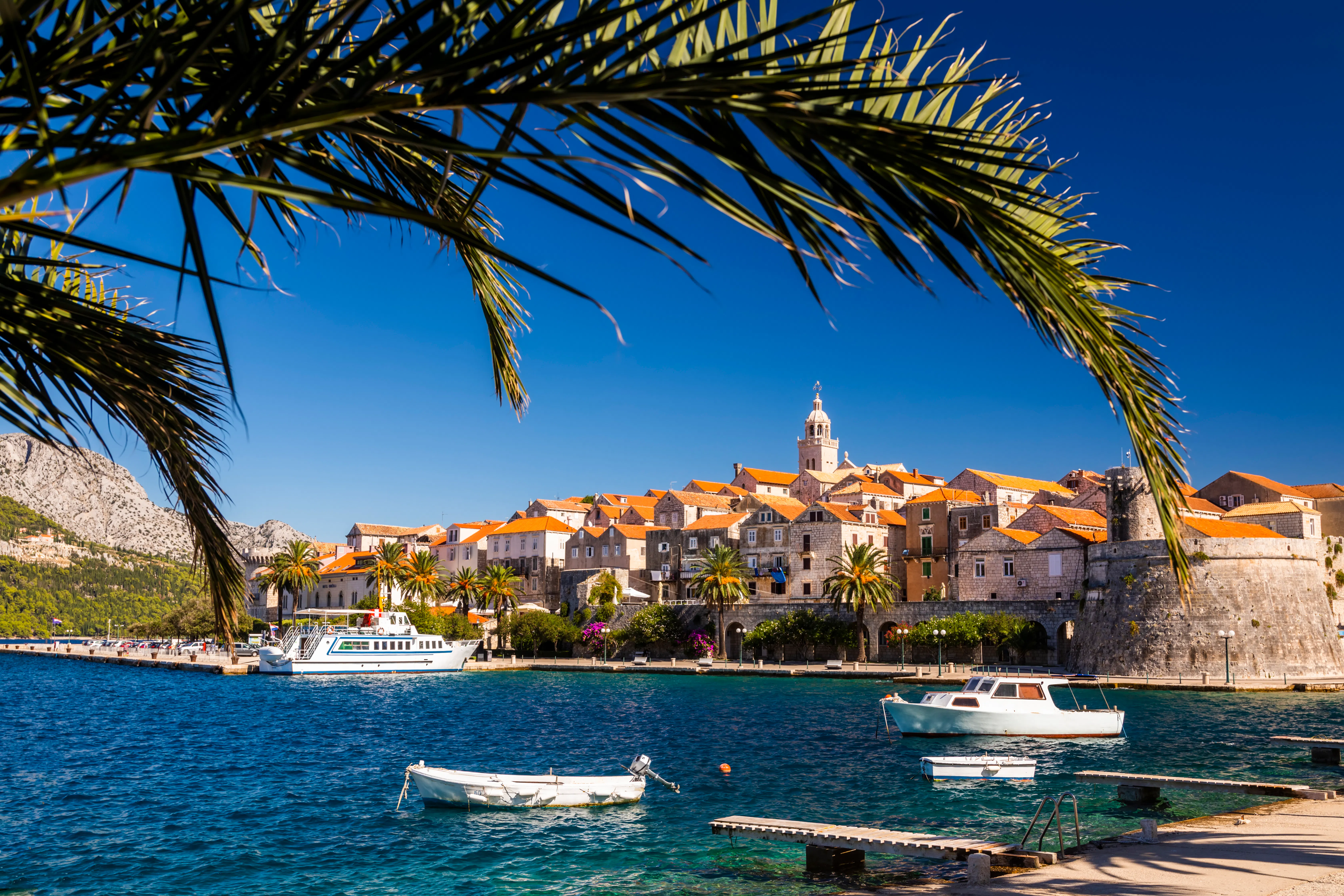 View of Korcula old town on Korcula island, Croatia