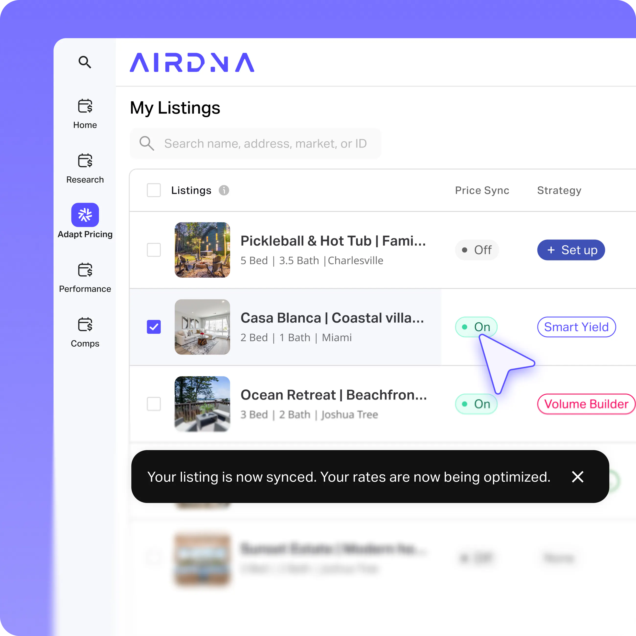 Price Sync par annonce AirDNA Adapt