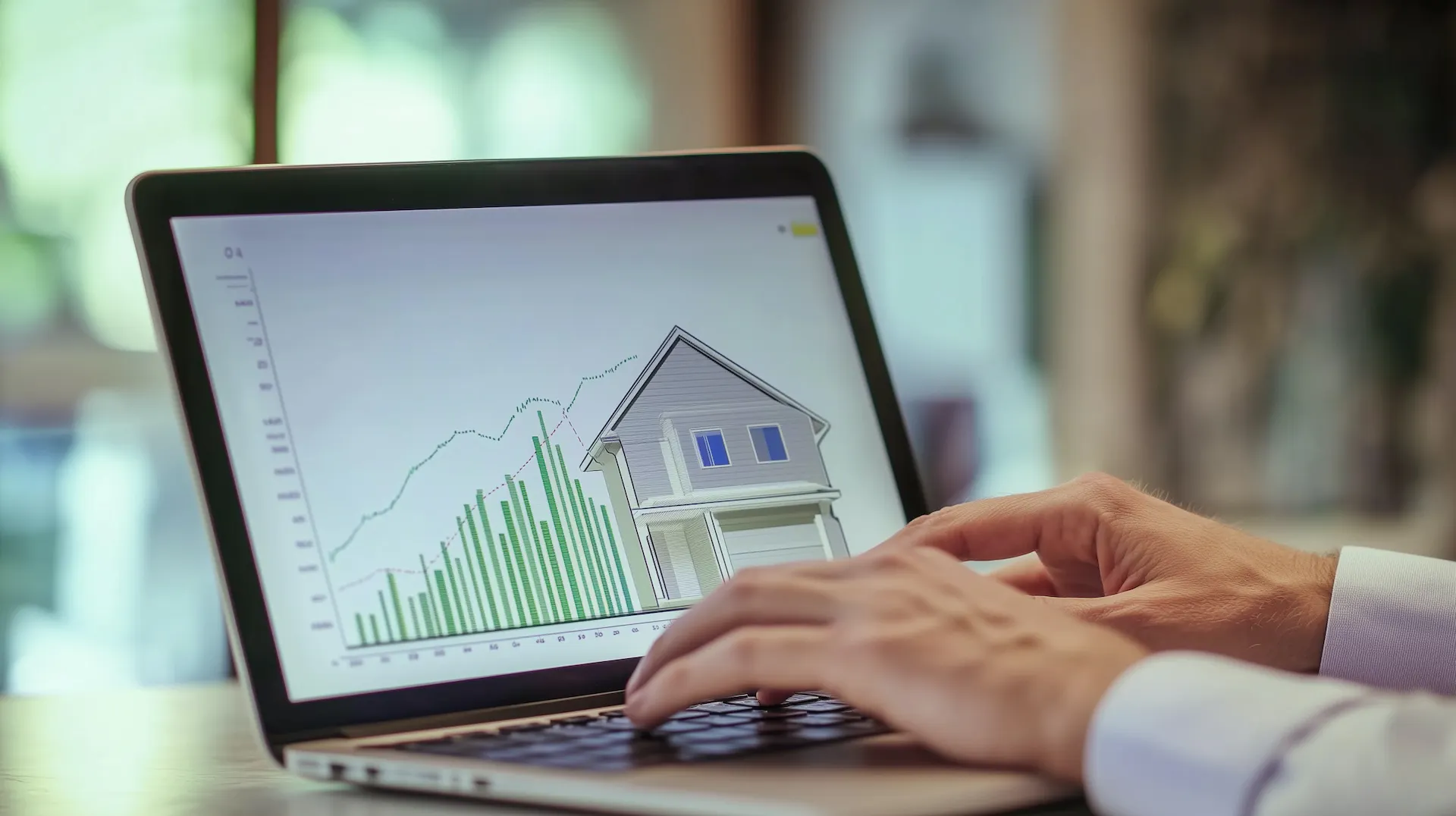 Real estate investment analysis on a laptop.