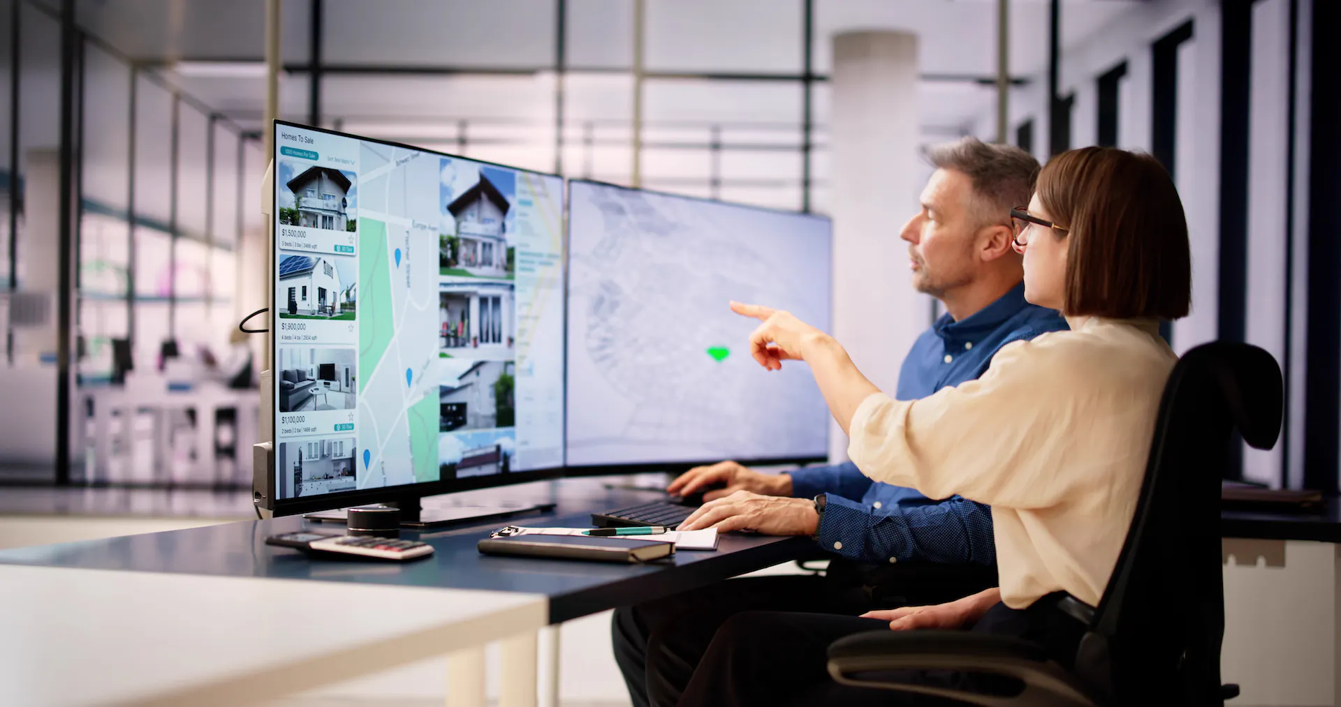 Real estate agent providing information to a buyer.